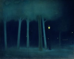 夜の公園、1892-95年頃（キャンバスにパステルカラー）